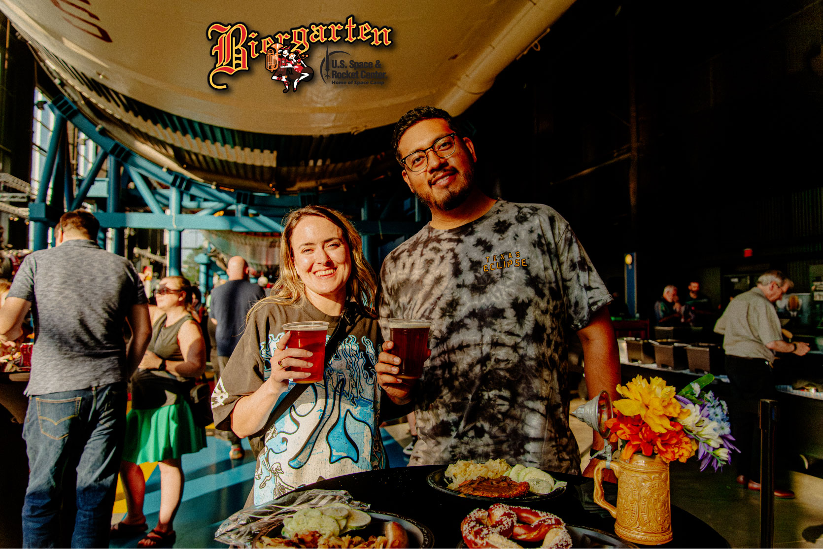Couple enjoys their time together at Biergarten